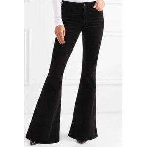 L'AGENCE Solana Black Velvet Bell Bottom Flare Jeans 25